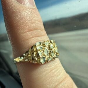 JEWELRY 10K SOLID YELLOW ITALIAN GOLD NUGGET RING SIZE 8.5 MADE IN ITALY